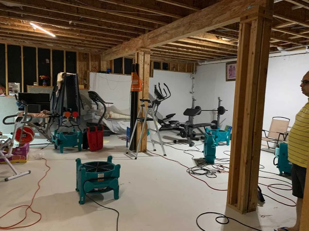 Basement drying equipment setup for Contents Cleaning & Restoration in Athol